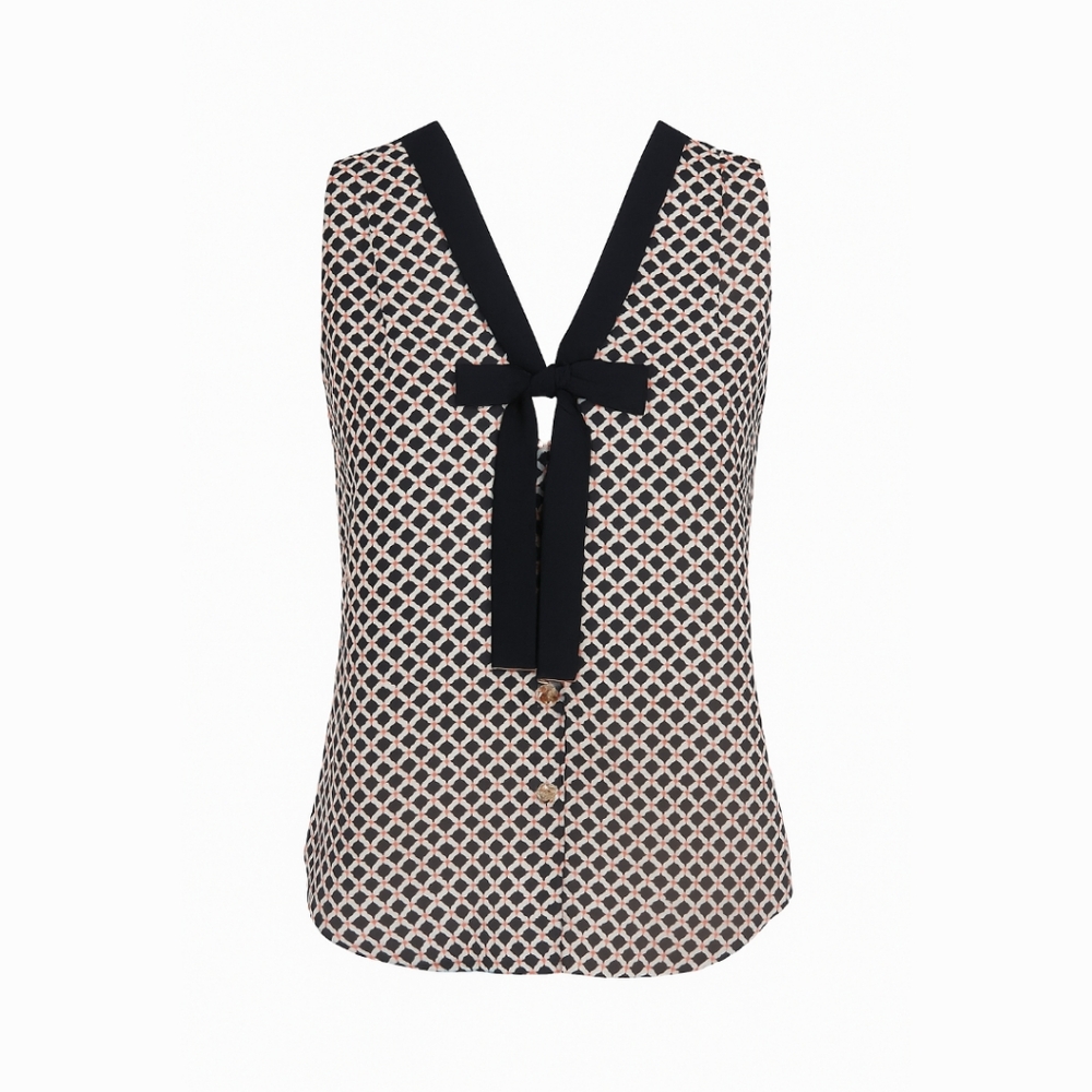 Michael Kors Black and Cream Patterned Tank Top